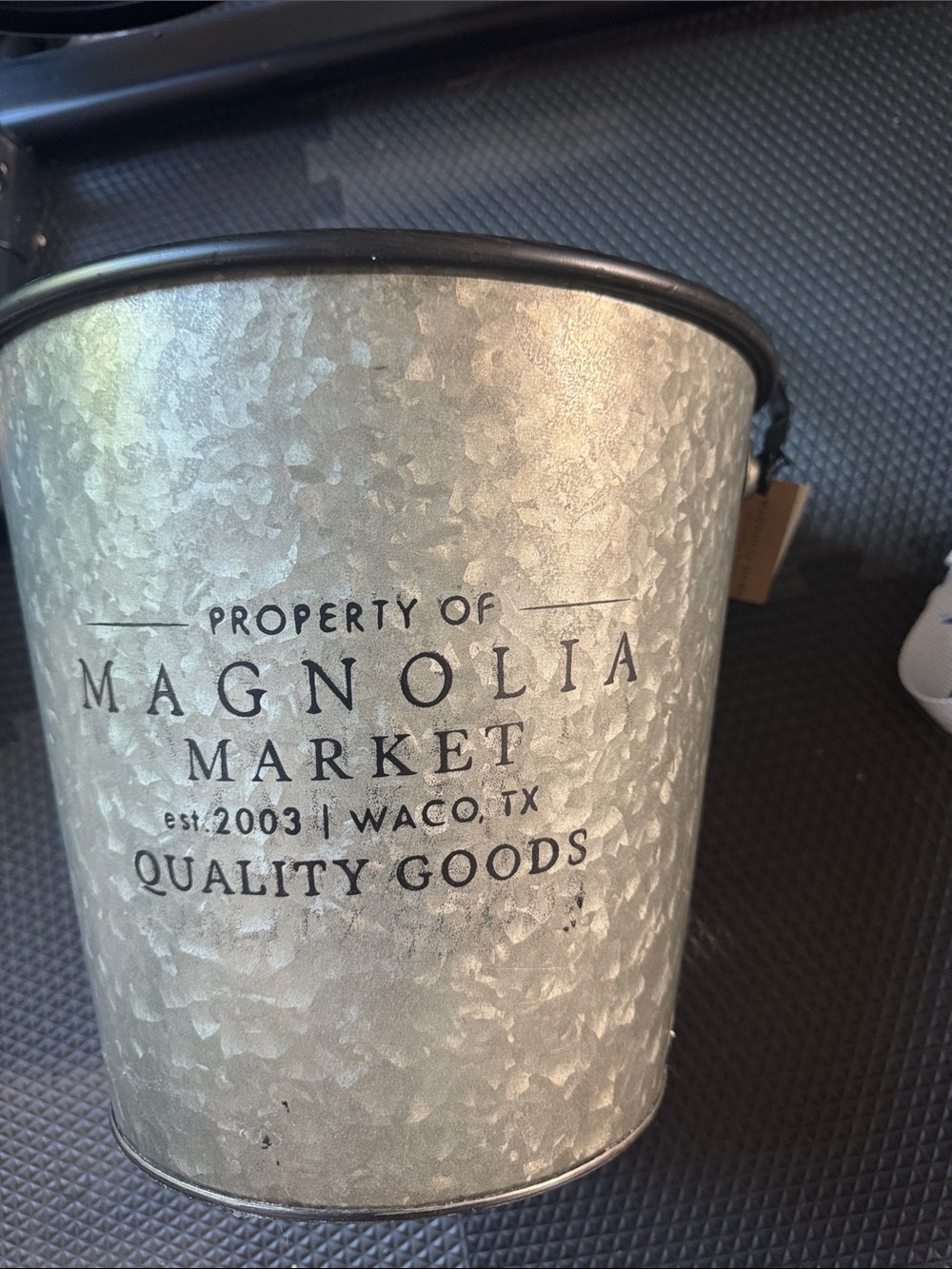 Magnolia Silver Galvanized Metal Milk Bucket with Black Rim